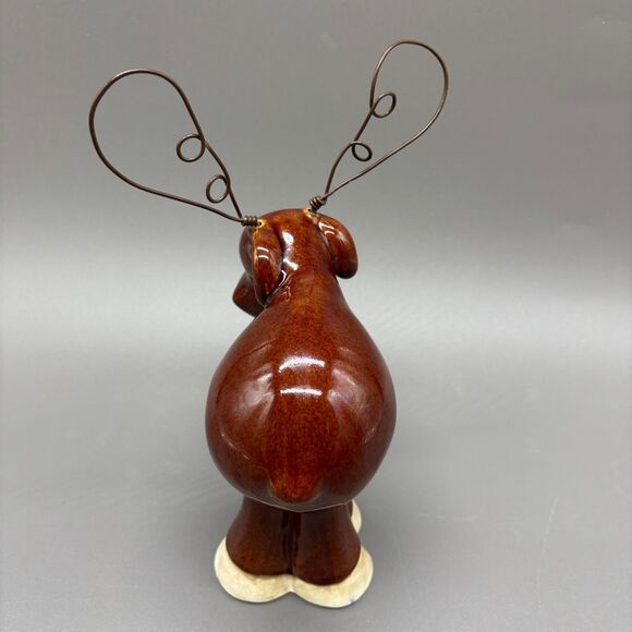 Big Sky Carvers Ceramic Moose Figurine Wire Antlers Whimsical Rustic Lodge 8" - Picture 4 of 7